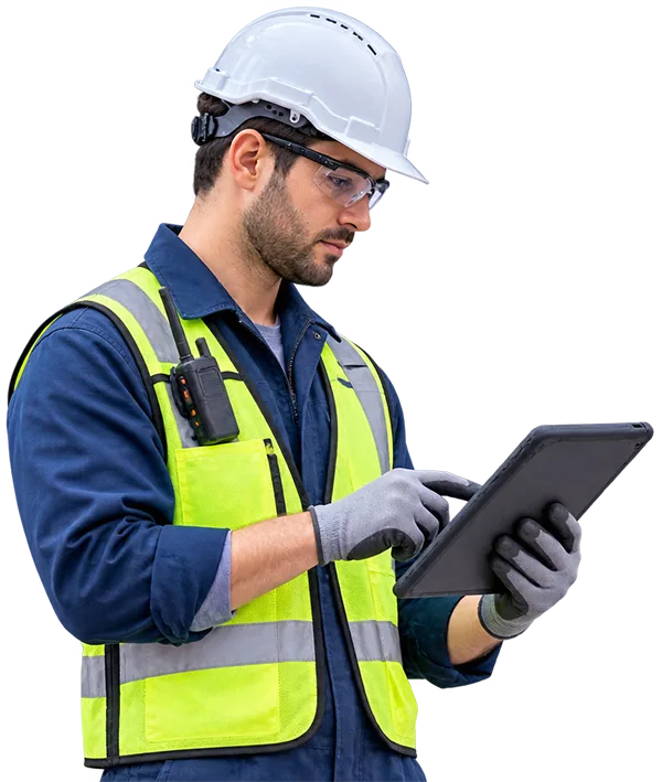 Maintenance technician reviewing IoT asset condition
